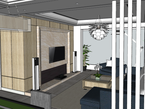 Innenarchitekturlösung für ein Haus mit drei Schlafzimmern 3D Modell