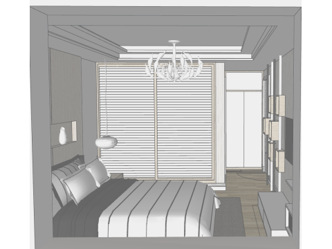 Innenarchitekturlösung für ein Haus mit drei Schlafzimmern 3D Modell