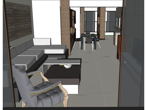 Сцена в помещении с тремя спальнями 3D Модель