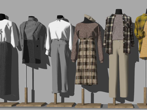 Eye catching display of SU models for womens and mens clothing 3D Model