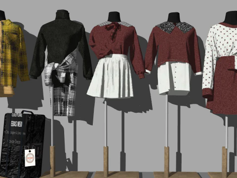 Eye catching display of SU models for womens and mens clothing 3D Model