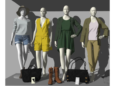 Eye catching display of SU models for womens and mens clothing 3D Model
