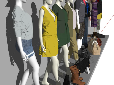Eye catching display of SU models for womens and mens clothing 3D Model