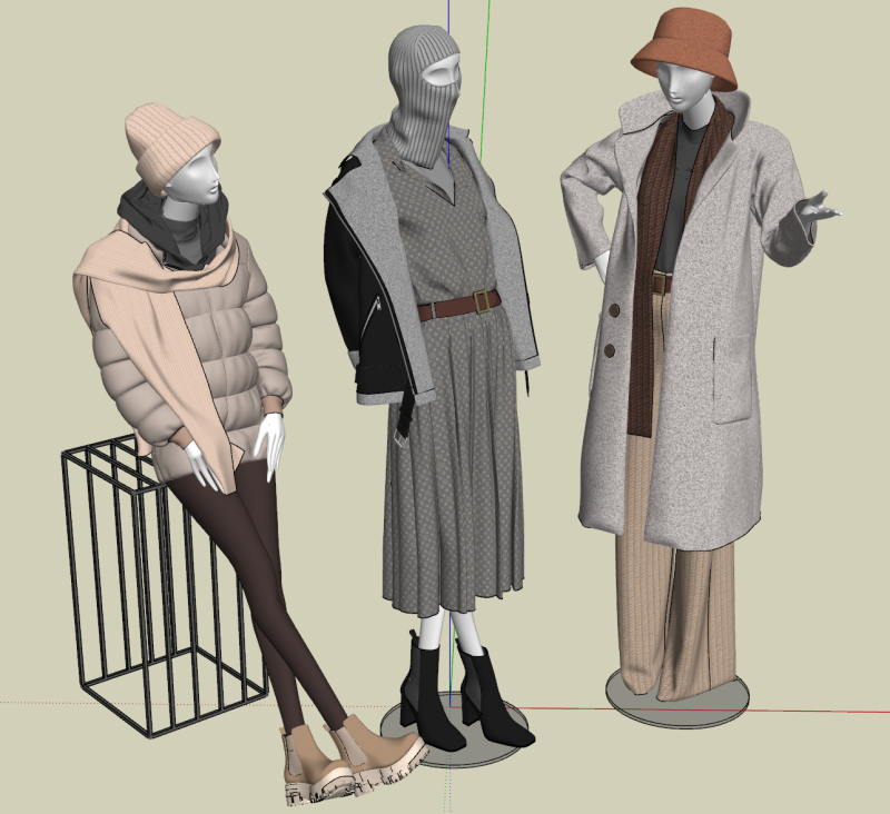 Mannequin de vitrine modèle SU pour magasin de vêtements pour femmes Modèle 3D .c4d .max .obj .3ds .fbx .stl .blend 