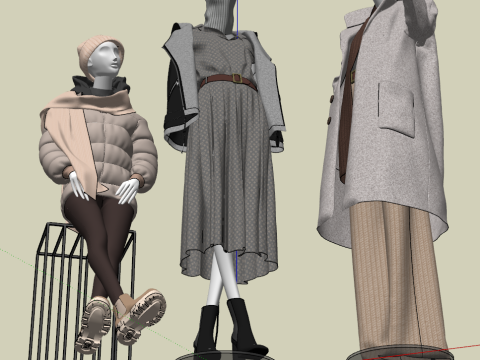 Mannequin de vitrine modèle SU pour magasin de vêtements pour femmes Modèle 3D