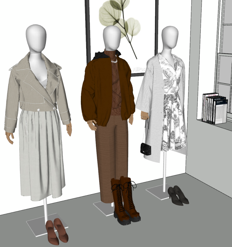 Womens Fashion Display SU Model for Commercial Spaces 3D Model .c4d .max .obj .3ds .fbx .stl .blend