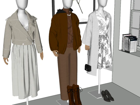 Damenmode-Display SU-Modell f&uuml;r Gewerbefl&auml;chen 3D Modell