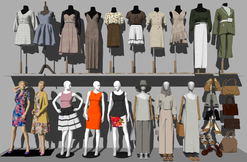 Przyciągający wzrok model odzieży damskiej SU Model 3D .c4d .max .obj .3ds .fbx .stl .blend