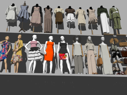 Przyciągający wzrok model odzieży damskiej SU Model 3D