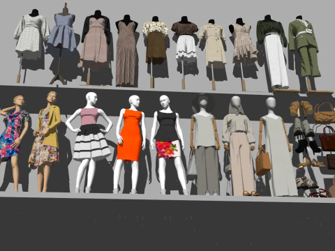 Eye-Catching Womens Wear Display SU Model 3D Model