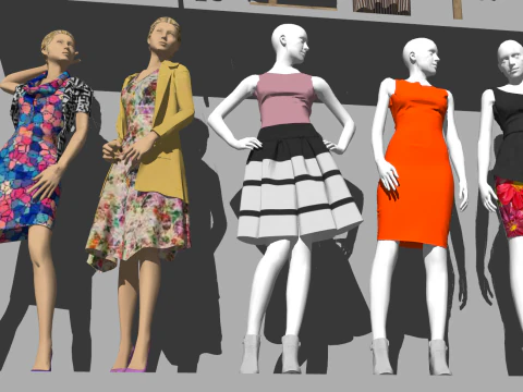 Eye-Catching Womens Wear Display SU Model 3D Model