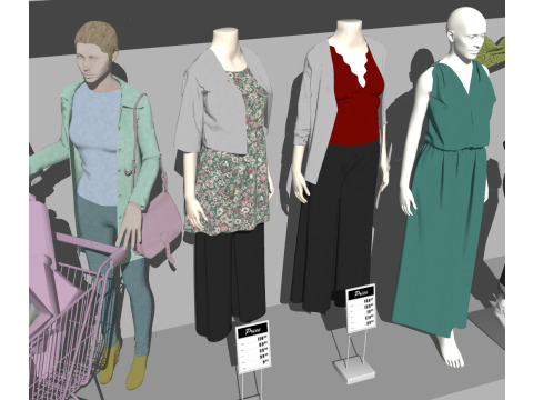 Макет інтер'єру магазину жіночого одягу 3D Модель