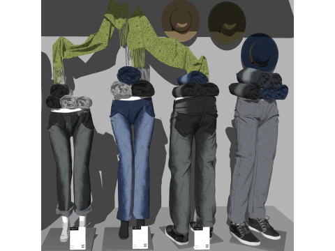 Boutique Womens Apparel Store Interior Layout Model 3D Model