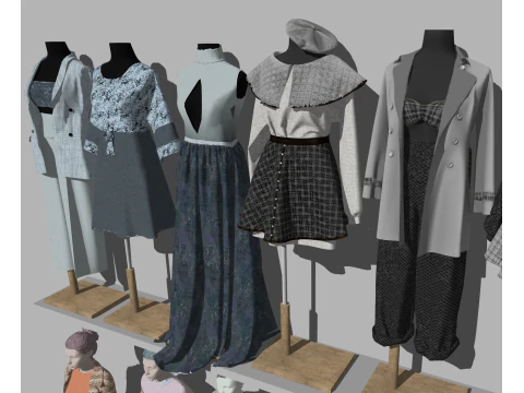 Boutique Womens Apparel Store Interior Layout Model 3D Model