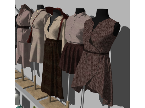 Макет інтер'єру магазину жіночого одягу 3D Модель