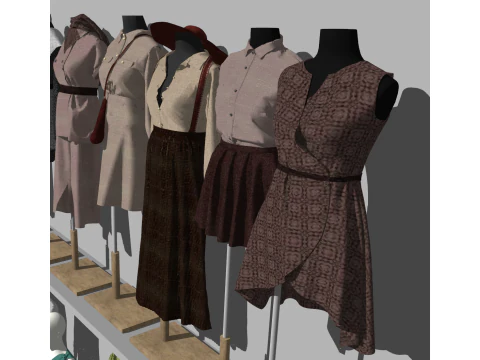 Boutique Womens Apparel Store Interior Layout Model 3D Model