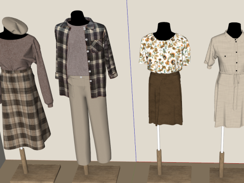 用于女性时装展示的商业级 SU 模特 3D 模型