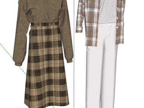 Modernes Bekleidungsgeschäft-Basis-Ausstellungsmodell-Set 3D Modell