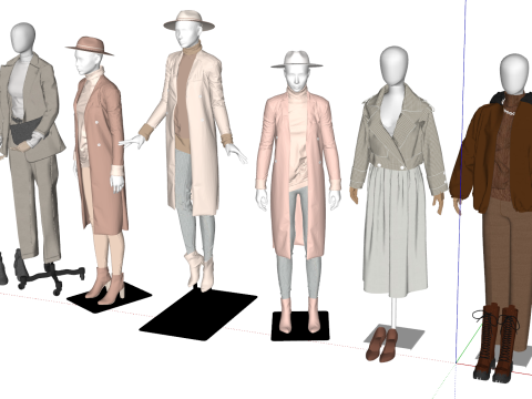 Female Mannequin Model Collection in Dynamic Poses 3D Model