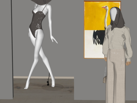 Conjunto de modelos de exibição básica de loja de roupas modernas Modelo 3D