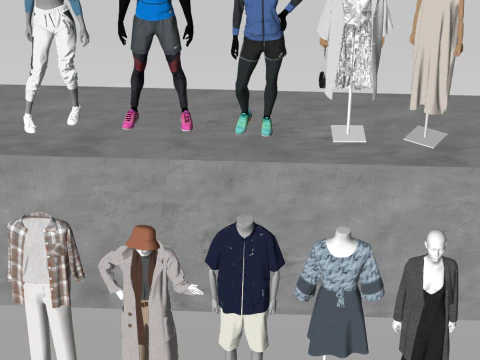 Essential Props Display Models for Clothing Stores 3D Model