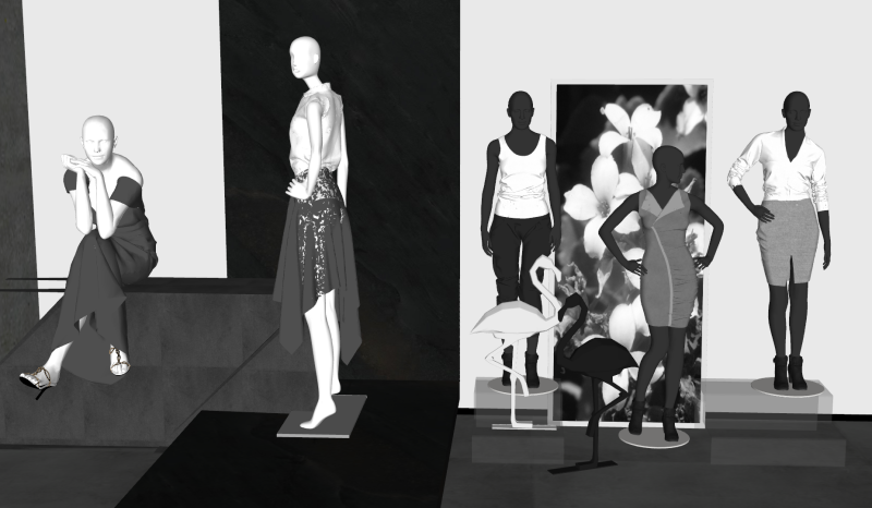 फैशन ब्रांड फ्लैगशिप स्टोर दृश्य मॉडल 3D मॉडल .c4d .max .obj .3ds .fbx .stl .blend 