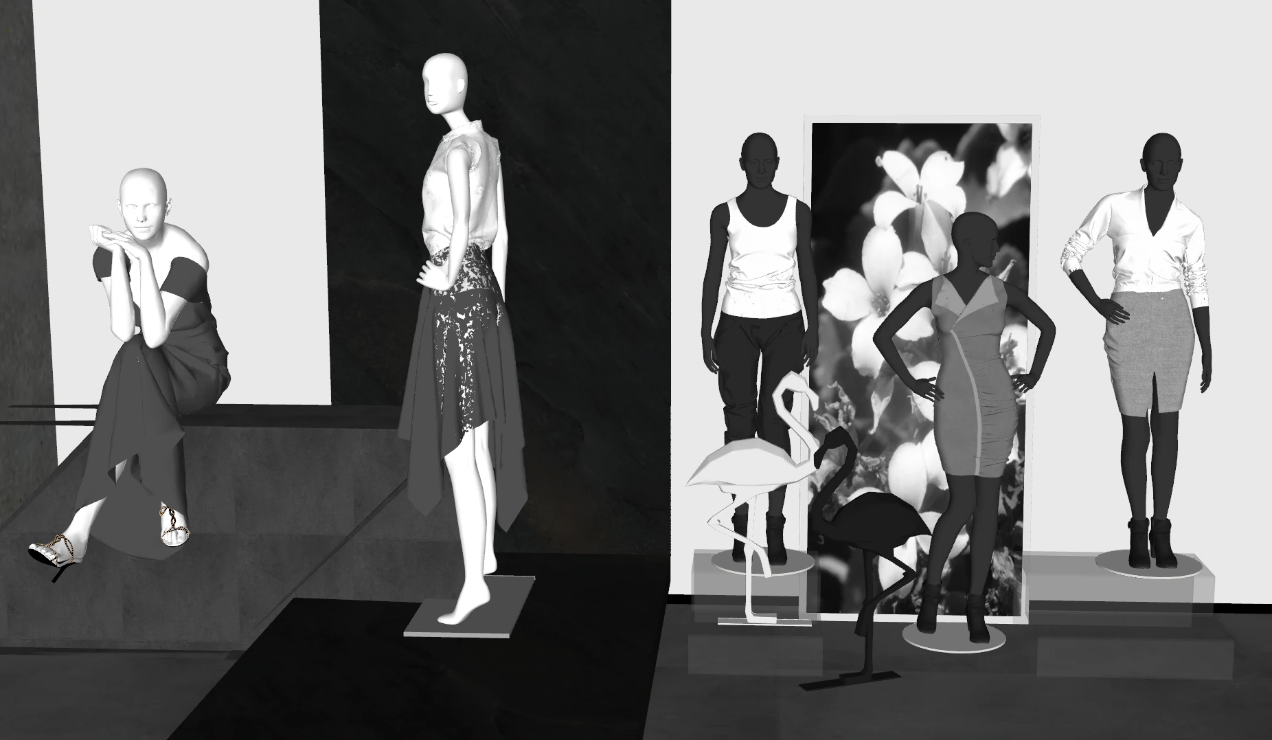 Fashion Brand Flagship Store Scene Model 3D Model .c4d .max .obj .3ds .fbx .stl .blend 