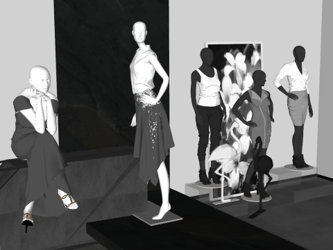 फैशन ब्रांड फ्लैगशिप स्टोर दृश्य मॉडल 3D मॉडल