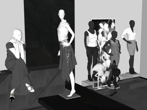 Fashion Brand Flagship Store Scene Model 3D Model