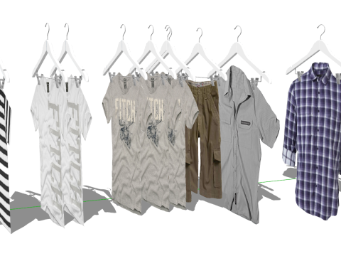 Magasin de vêtements, présentoir de vêtements, cintres pour vêtements Modèle 3D