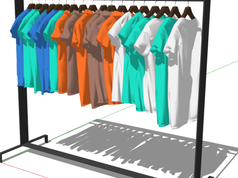 Magasin de vêtements, présentoir de vêtements, cintres pour vêtements Modèle 3D