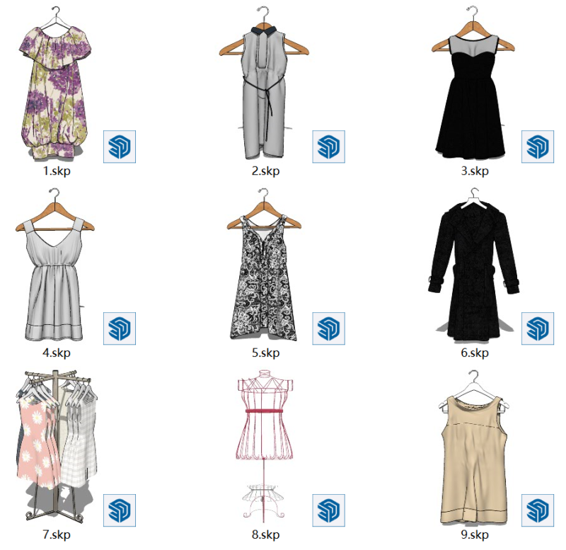 Womens dress model 3D Model .c4d .max .obj .3ds .fbx .stl .blend