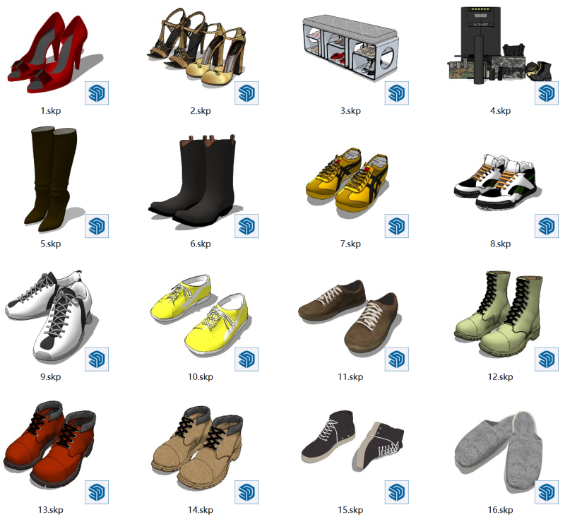 Ticari Alan Düzeni Özel Ayakkabı Alanı SketchUp Komple Çözüm Model Paketi 3D Model .c4d .max .obj .3ds .fbx .stl .blend