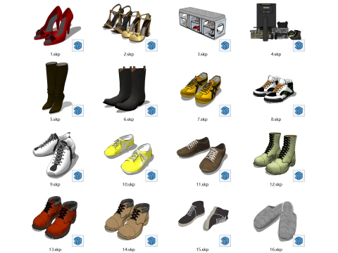 Commercial Space Layout Exclusive Shoe Area SketchUp Complete Solution Model Package 3D Model