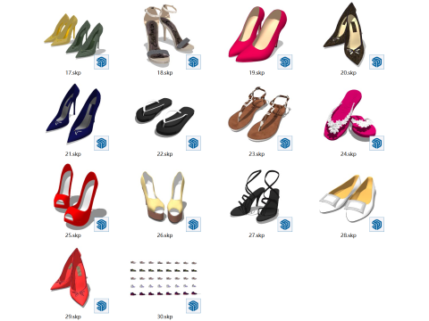 Ticari Alan Düzeni Özel Ayakkabı Alanı SketchUp Komple Çözüm Model Paketi 3D Model