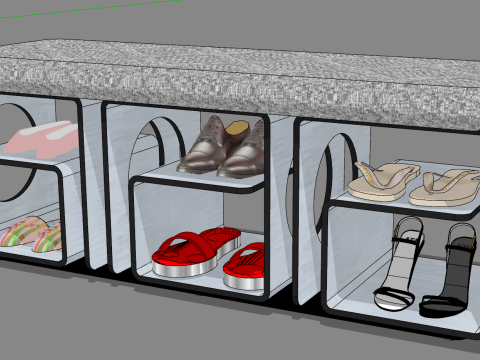 Ticari Alan Düzeni Özel Ayakkabı Alanı SketchUp Komple Çözüm Model Paketi 3D Model