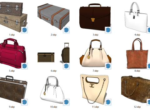 महिलाओं के बैग और कपड़े भंडारण बक्से का एसयू मॉडल 3D मॉडल