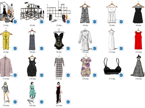 Компоненты аксессуаров для магазина модной одежды Модель SU 3D Модель