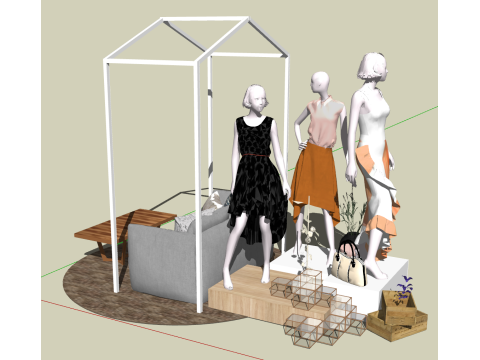 Componentes de acessórios para lojas de moda Modelo SU Modelo 3D