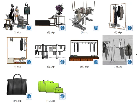 SU model set of decorative components for clothing stores 3D Model