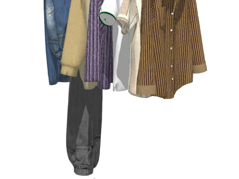 SU-modelset decoratieve componenten voor kledingwinkels 3D Model