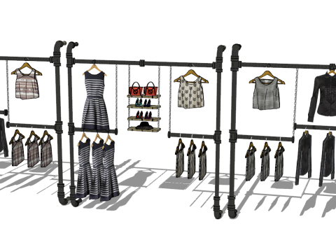 SU-modelset decoratieve componenten voor kledingwinkels 3D Model