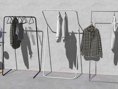 SU-modelset decoratieve componenten voor kledingwinkels 3D Model