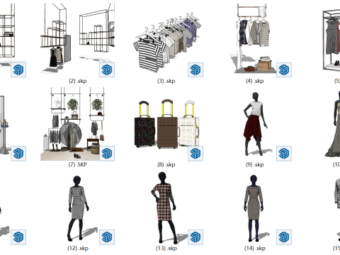 Модель SU для размещения аксессуаров в сцене магазина одежды 3D Модель