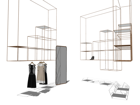 衣料品店シーンでのアクセサリー レイアウト用の SU モデル 3Dモデル