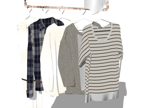 衣料品店シーンでのアクセサリー レイアウト用の SU モデル 3Dモデル