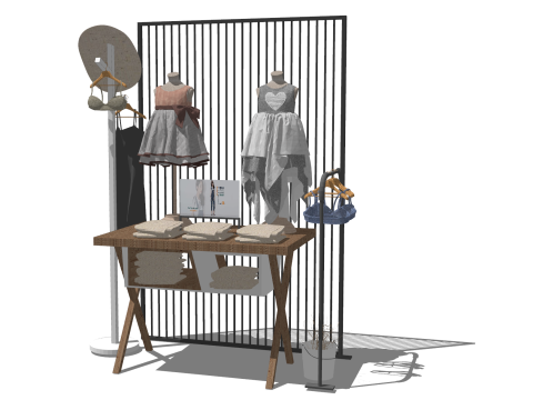 衣料品店シーンでのアクセサリー レイアウト用の SU モデル 3Dモデル