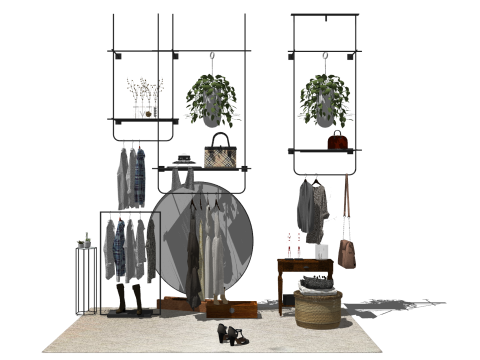 衣料品店シーンでのアクセサリー レイアウト用の SU モデル 3Dモデル