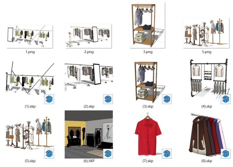 Комплектуючі моделі SU для аксесуарів інтер'єру в магазинах одягу 3D Модель .c4d .max .obj .3ds .fbx .stl .blend