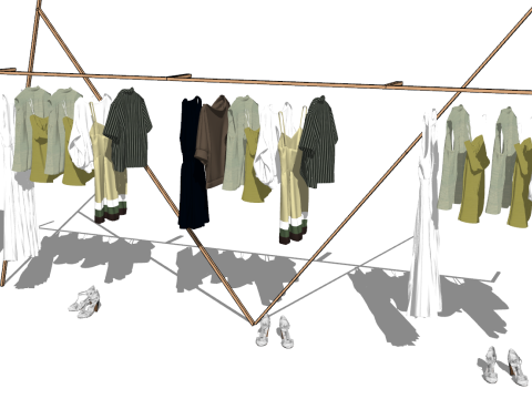 Комплектуючі моделі SU для аксесуарів інтер'єру в магазинах одягу 3D Модель